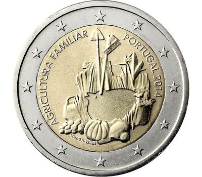  Монета 2 евро 2014 «Международный год семейных фермерских хозяйств» Португалия, фото 1 