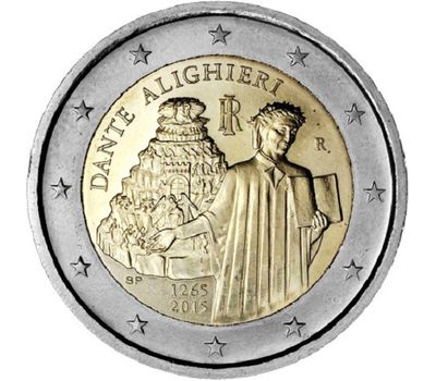  Монета 2 евро 2015 «750 лет со дня рождения Данте Алигьери» Италия, фото 1 