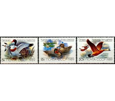  3 почтовые марки «Утки» СССР 1989, фото 1 