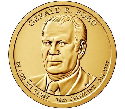  Монета 1 доллар 2016 «38-й президент Джеральд Р. Форд» США (случайный монетный двор), фото 1 