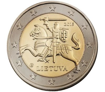  Монета 2 евро 2015 «Герб Республики» (регулярная) Литва, фото 1 