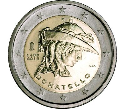  Монета 2 евро 2016 «550 лет со дня смерти Донателло» Италия, фото 1 