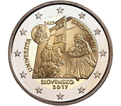  Монета 2 евро 2017 «550-летие Истрополитанского университета» Словакия, фото 1 