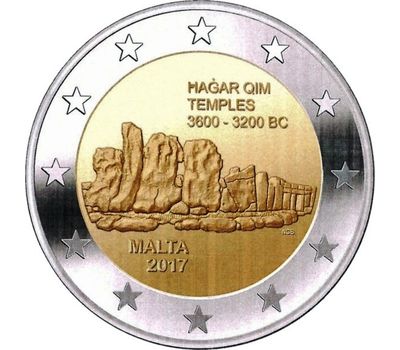  Монета 2 евро 2017 «Мегалитический комплекс Хаджар-Ким» Мальта, фото 1 
