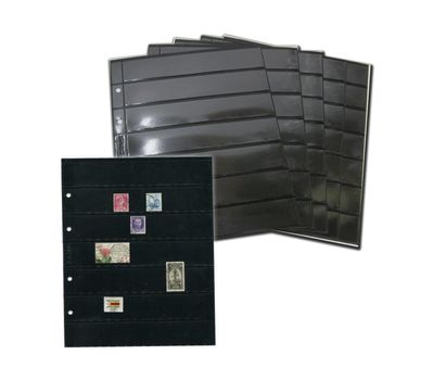  Вертикальный двухсторонний лист на чёрной основе для марок и бон 200Х250 мм на 7 ячеек 30х180 мм Optima, фото 1 