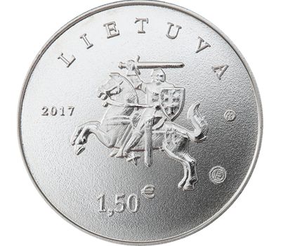  Монета 1,5 евро 2017 «Литовская гончая собака и жемайтская лошадь» Литва, фото 2 
