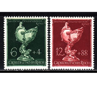  2 почтовые марки «12 лет Немецкому Национальному Обществу Ювелиров» Третий Рейх 1944, фото 1 