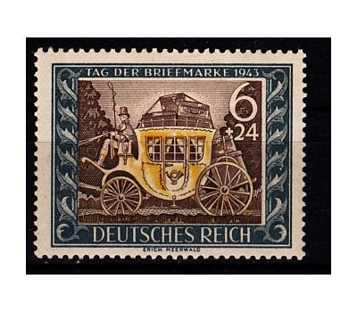  Почтовая марка «День почтовой марки. Карета» Третий Рейх 1943, фото 1 