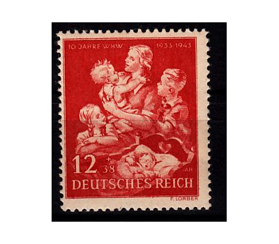  Почтовая марка «Зимняя помощь. Матери и дети» Третий Рейх 1943, фото 1 