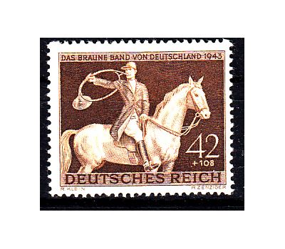  Почтовая марка «Скачки. Коричневая лента» Третий Рейх 1943, фото 1 