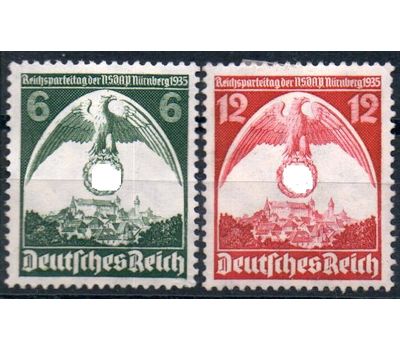  2 почтовые марки «Партсъезд NSDAP в Нюрнберге» Третий Рейх 1935, фото 1 