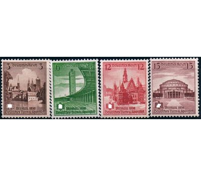  4 почтовые марки «Спортивный праздник в Бреслау» Третий Рейх 1938, фото 1 