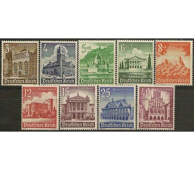  9 почтовых марок «Зимняя помощь. Архитектура» Третий Рейх 1940, фото 1 