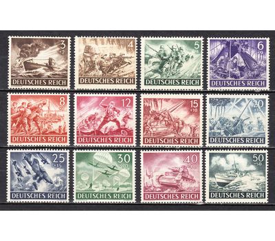  12 почтовых марок «Вооружённые силы Вермахта» Третий Рейх 1943, фото 1 