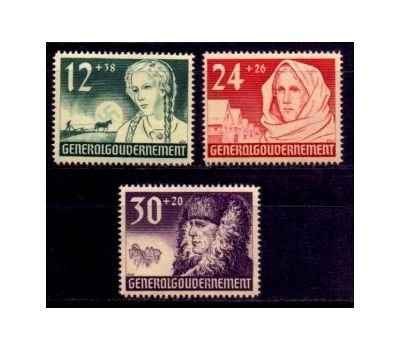 3 почтовые марки «Генерал-губернаторство. Годовщина оккупации» Третий Рейх 1940, фото 1 