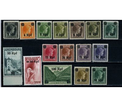  16 почтовых марок «Оккупация Люксембурга» Третий Рейх 1940, фото 1 