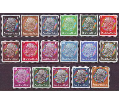  17 почтовых марок «Гинденбург. 1933-1936» Третий Рейх 1936, фото 1 
