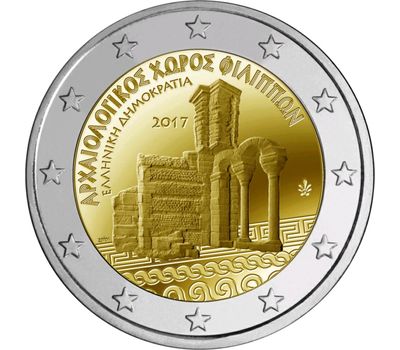  Монета 2 евро 2017 «Археологический комплекс Филиппы» Греция, фото 1 