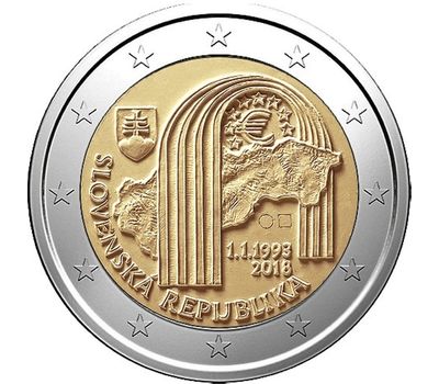  Монета 2 евро 2018 «25 лет Словацкой Республики» Словакия, фото 1 