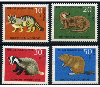  Почтовые марки «Фауна. Дикие животные» ФРГ, 1968, фото 1 