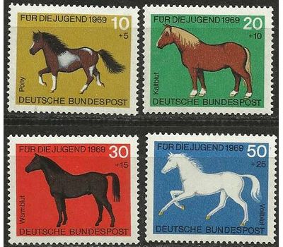  Почтовые марки «Фауна. Лошади» ФРГ, 1969, фото 1 