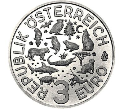  Монета 3 евро 2018 «Красочные животные — Попугай» Австрия (светится в темноте), фото 2 