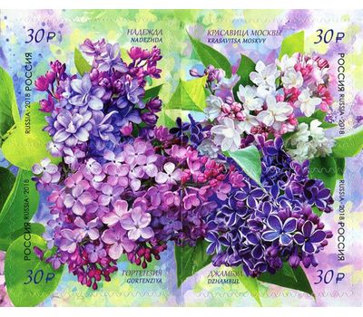  4 почтовые марки «Флора России. Сирень» 2018, фото 1 