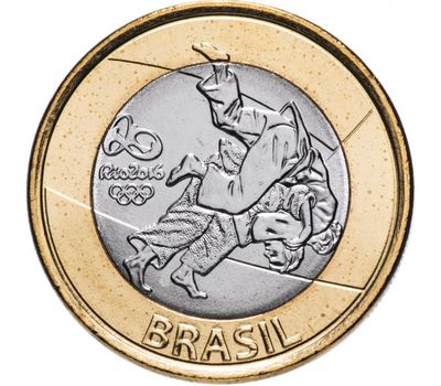  Монета 1 реал 2015 «Олимпиада в Рио-де-Жанейро. Дзюдо» Бразилия, фото 1 