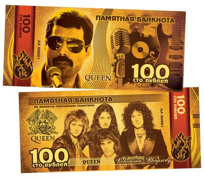 Сувенирная банкнота 100 рублей «Легенды мировой музыки: Queen (Куин)», фото 1 