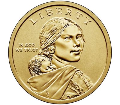  Монета 1 доллар 2019 «Американские индейцы в космической программе» США P (Сакагавея), фото 2 