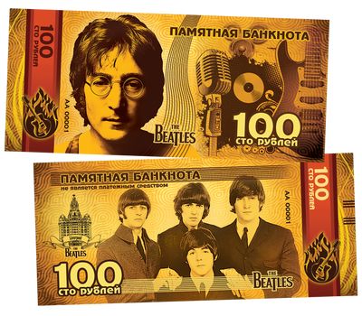  Сувенирная банкнота 100 рублей «Легенды мировой музыки: The Beatles (Битлз)», фото 1 