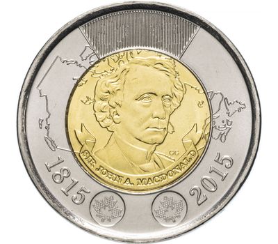  Монета 2 доллара 2015 «Сэр Макдональд» Канада, фото 1 