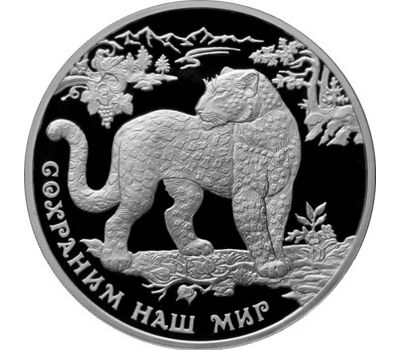  Серебряная монета 3 рубля 2011 «Сохраним наш мир — Переднеазиатский леопард», фото 1 