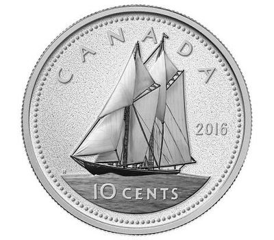  Монета 10 центов 2016 «Парусник» Канада, фото 1 