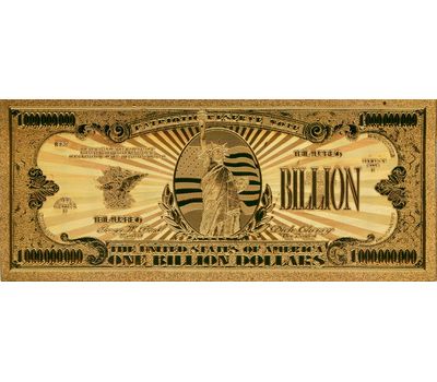  Золотая банкнота 1 миллиард долларов США, фото 1 