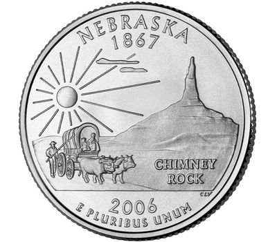  Монета 25 центов 2006 «Небраска» (штаты США) случайный монетный двор, фото 1 