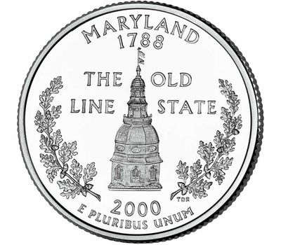  Монета 25 центов 2000 «Мэриленд» (штаты США) случайный монетный двор, фото 1 