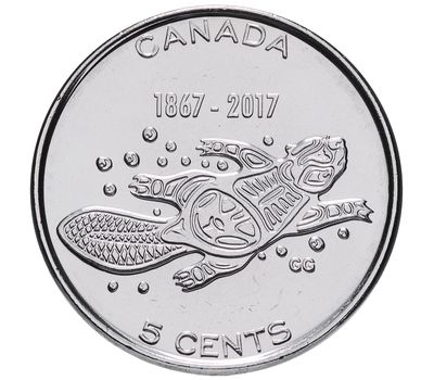  Монета 5 центов 2017 «Бобёр (150 лет конфедерации)» Канада, фото 1 