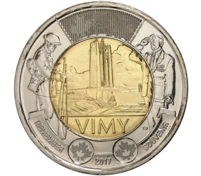  Монета 2 доллара 2017 «100 лет битвы при Вими-Ридж» Канада, фото 1 
