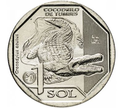  Монета 1 соль 2017 «Американский крокодил. Красная Книга» Перу, фото 1 