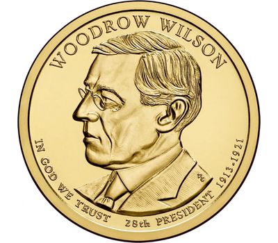  Монета 1 доллар 2013 «28-й президент Вудро Вильсон» США (случайный монетный двор), фото 1 