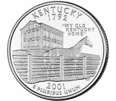  Монета 25 центов 2001 «Кентукки» (штаты США) случайный монетный двор, фото 1 