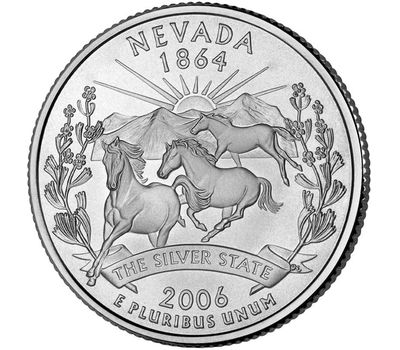  Монета 25 центов 2006 «Невада» (штаты США) случайный монетный двор, фото 1 