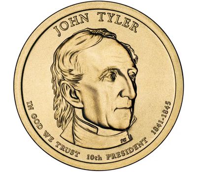  Монета 1 доллар 2009 «10-й президент Джон Тайлер» США (случайный монетный двор), фото 1 