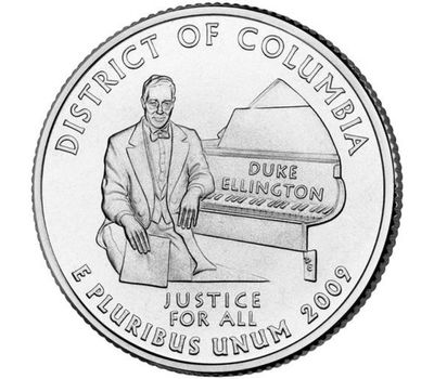  Монета 25 центов 2009 «Округ Колумбия» (штаты США) случайный монетный двор, фото 1 