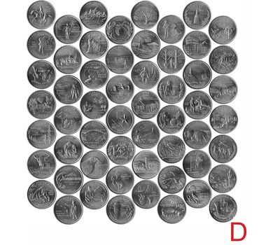  Набор 56 монет-квотеров «Штаты и территории США» 1999-2009 D, фото 1 