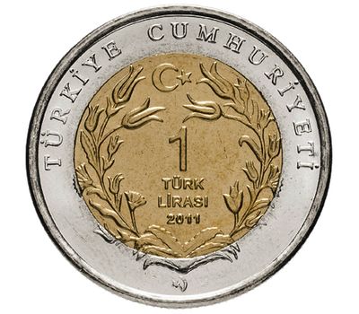  Монета 1 лира 2011 «Медведь Гризли (Красная книга)» Турция, фото 2 