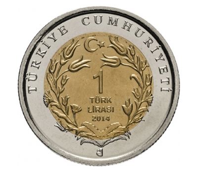  Монета 1 лира 2014 «Орел-могильник (Красная книга)» Турция, фото 2 