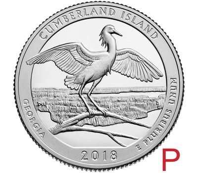  Монета 25 центов 2018 «Прибрежный район Камберленд-Айленд» (44-й нац. парк США) P, фото 1 