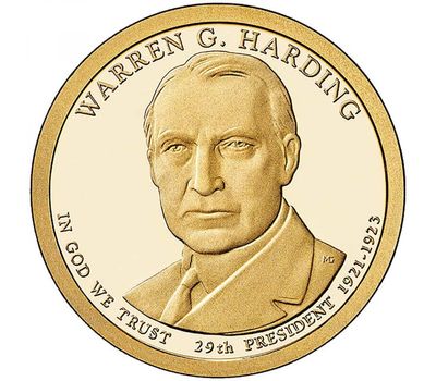  Монета 1 доллар 2014 «29-й президент Уоррен Гамалиел Гардинг» США (случайный монетный двор), фото 1 